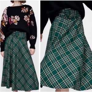 Zara Midi Plaid Skirt